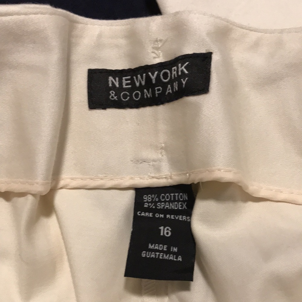 NWT New York & Company cream cuffed pants zebra patterned scarf belt Size 16 - Picture 8 of 9